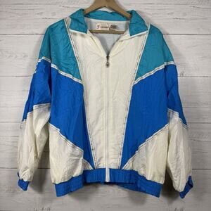 Vintage G Casuals Windbreaker Women’s size Medium Blue White Halloween 80’s 90’s